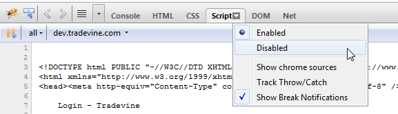 Firefox - disable Firebug from within Firebug