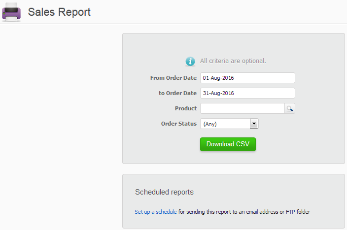 Screenshot Sales Report