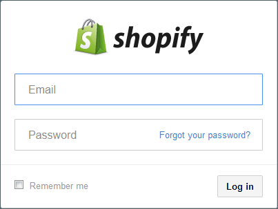 Screenshot Shopify Authorisation Login