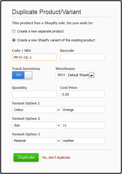 Screenshot Shopify Multi-Variant Duplicate