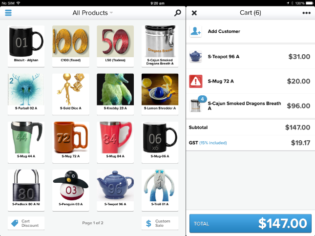 Screenshot Shopify POS Order Placement